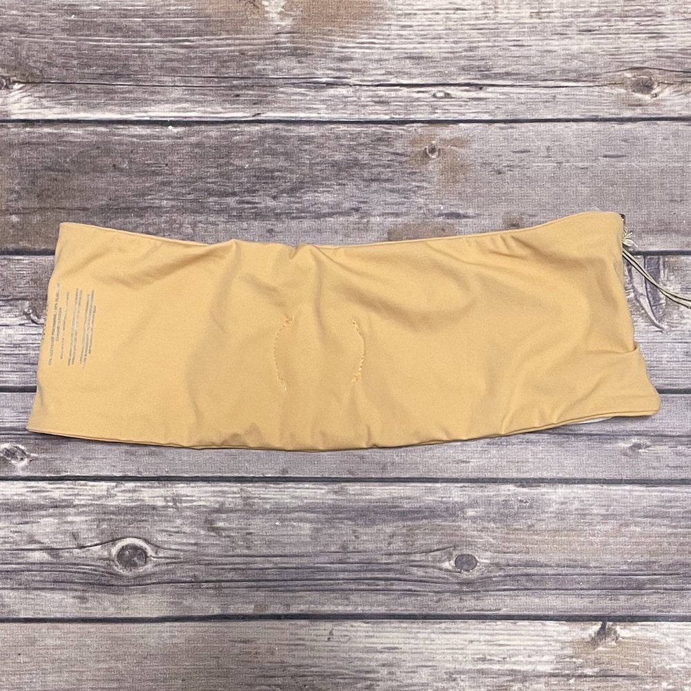 Koru Swimwear Tan Nude White Bandeau Bikini Top NWT Medium No Padding Swirl Bow - Picture 6 of 12
